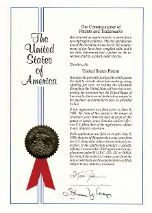 英語表記の特許証明書の写真